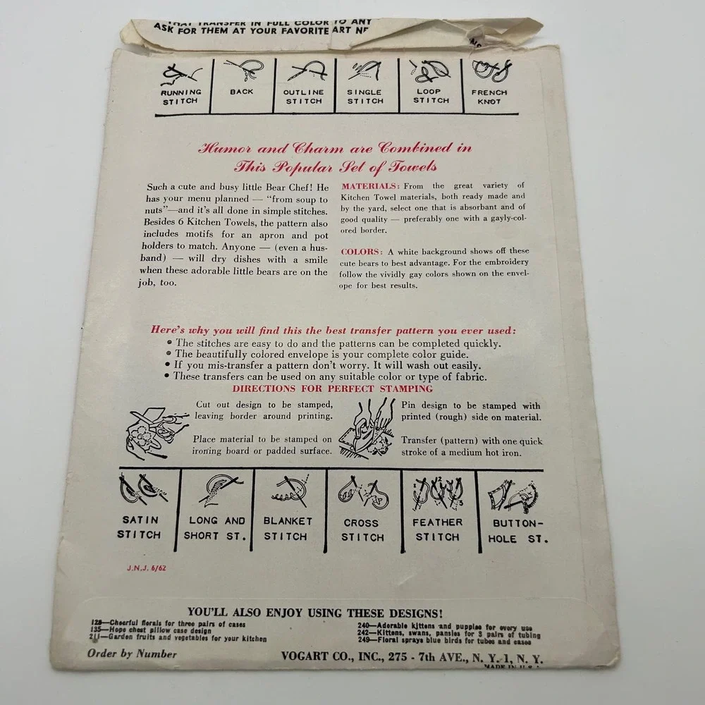 Vogart And Superior Vintage Hot Iron Transfers Lot Of 2‎